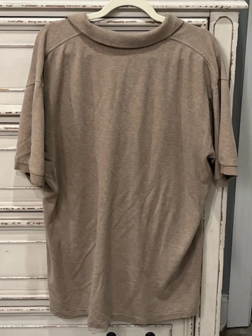 Ralph Lauren Men's Tan Polo Shirt with Navy Pony